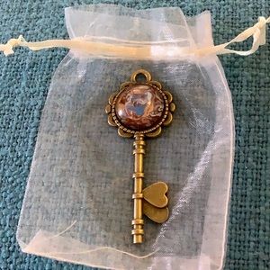 Handmade Acrylic Pour Key Pendant-Brown